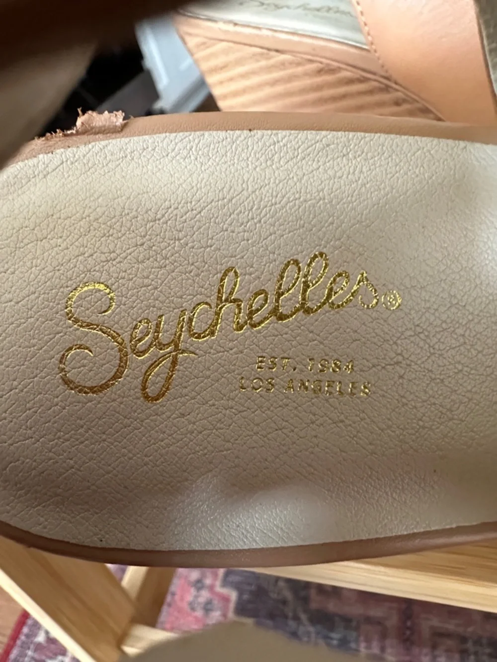 SEYCHELLES Peep Toe Tan‎ Leather Slingback Wedge Sandals Size 10 Summer Neutral